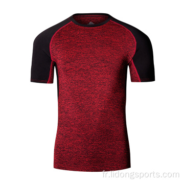 T-shirt des collants sportifs secs de fitness pour hommes